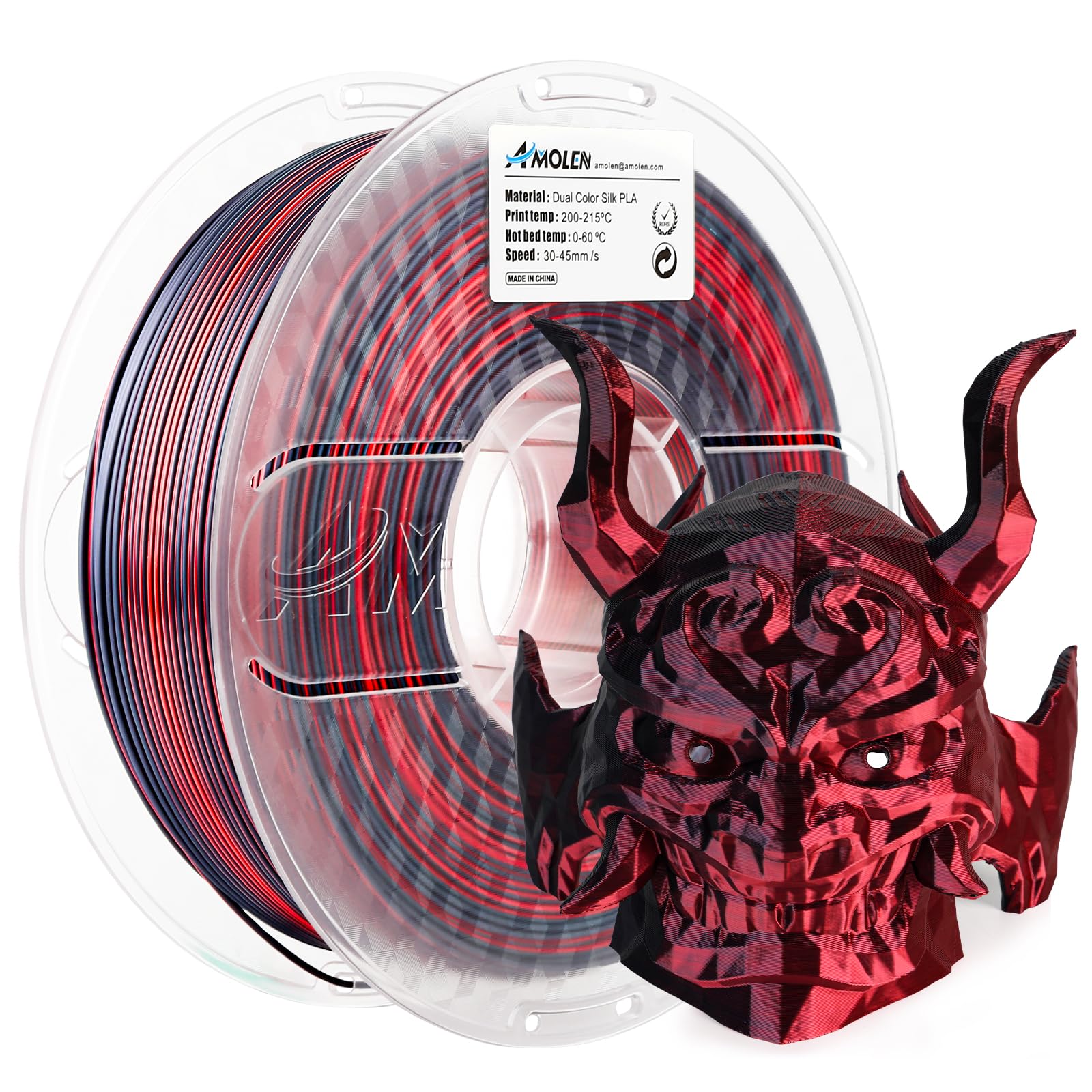 PLA Silk Dual Color Filament 1.75mm, 1KG/2.2LB